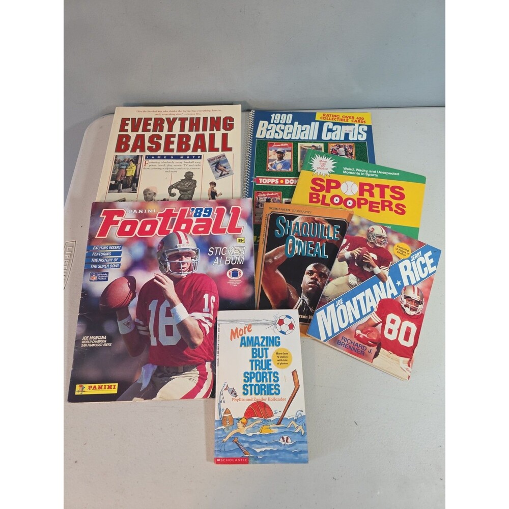 Lot Of 7 Vintage Sports Books Football Baseball Cards Bloopers
